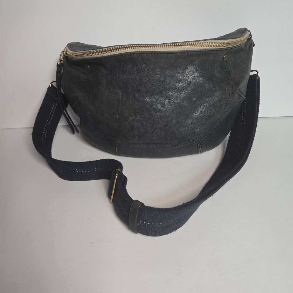 Bellerose Blue Leather Belt Bag Crossbody Sling Fanny Pack Adjustable Zip Waist